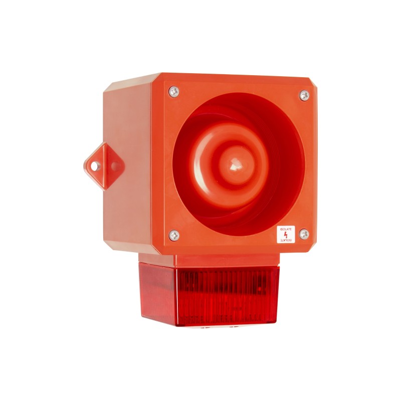 1 pcs - Clifford & Snell YL50 Series Red Sounder Beacon, 230 V ac, IP66, Fixed Mount, 112dB at 1 Metre
