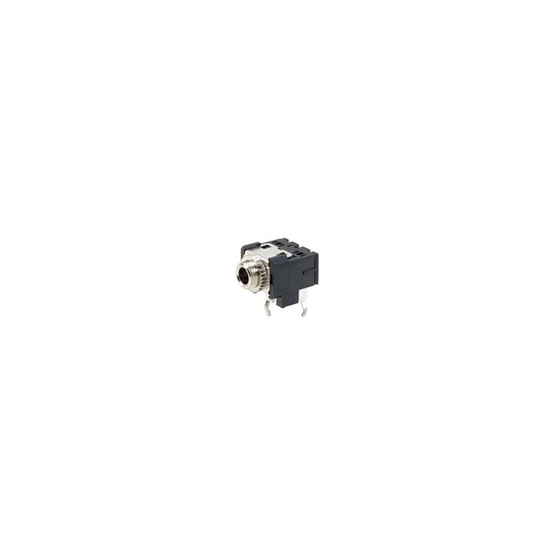 1 pcs : SJ1-3545 - Phone Connectors 3.5 mm, Stereo, Right Angle, Through Hole, Threaded Bushing, Kinked Pins, Audio Jack Connect