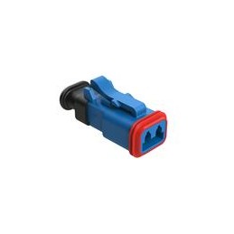 1 pcs : AT06-2S-SR02BLU - Automotive Connectors 2 Position, Plug, Socket, SR02 Strain Relief (Reduced Diameter Seal), Blue Body