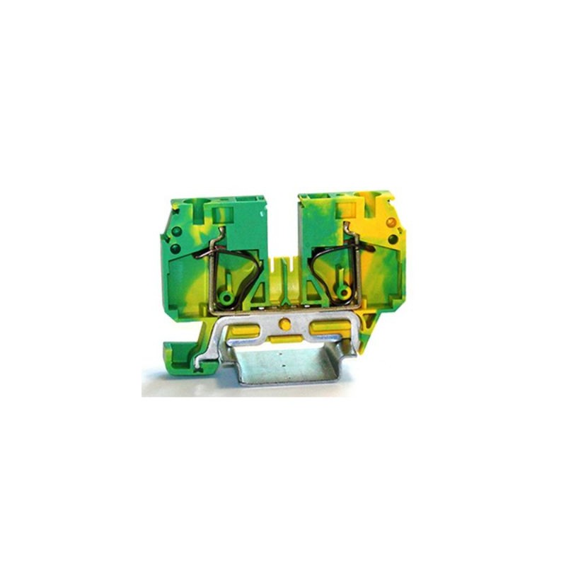 1 Box of 5 - RS PRO 1-Way DIN Rail Earth Terminal Block, 10mm², 22 - 8 AWG Wire, Spring, PA 66 Housing