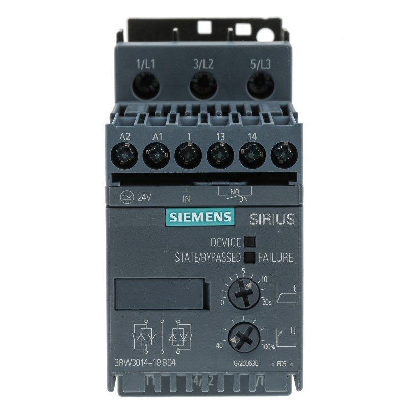 1 pcs - Siemens Soft Starter, Soft Start, 3 kW, 480 V ac, 3 Phase, IP20