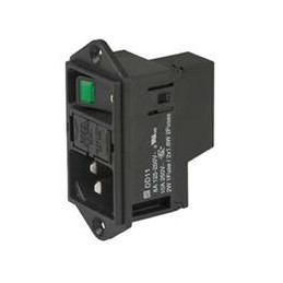 1 pcs : DD11.0114.1111 - AC Power Entry Modules Green illumination QC 10A No Drawer