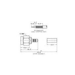 1 pcs : 910A204M - RF Connectors / Coaxial Connectors SMA 3PC CRMP RG174 GOLD BODY