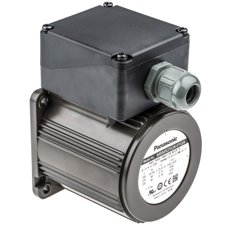 1 pcs - Panasonic M8M Reversible Induction AC Motor, 25 W, 3 Phase, 4 Pole, 230 V