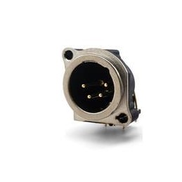 1 pcs : IO-XLR4-M-BH - XLR Connectors 4-Pin XLR Chassis Connector, Male, Horizontal, PCB, Ground Pin, Metal Face Plate