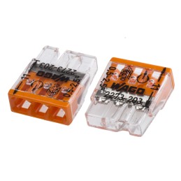 1 Pack of 10 - Wago 2273 COMPACT PUSH WIRE Series Junction Box Connector, 3-Way, 24A, 20 - 16 AWG Wire, Push-In Termination