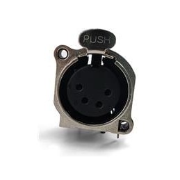 1 pcs : IO-XLR4-F-BH - XLR Connectors 4-Pin XLR Chassis Connector, Female, Horizontal, Ground Pin, Metal Face Plate