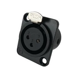 1 pcs : IO-XLR3-F-BK-JL - XLR Connectors 3-Pin XLR, Female, Receptacle, Black Metal Housing, Solder Cups, Silver Contacts