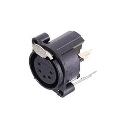 1 pcs : AC5FAV-AU-B - XLR Connectors 5 Pole XLR Female Chassis Mount A Type Vertical PCB Mount Latching Black Finish