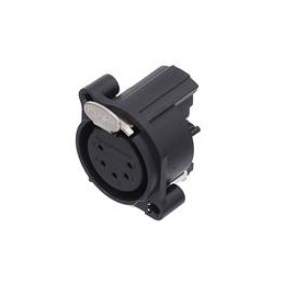 1 pcs : AC5FAH-AU-B - XLR Connectors 5 Pole XLR Female Chassis Mount AType Horizontal PCB Mount Latching Black Finish