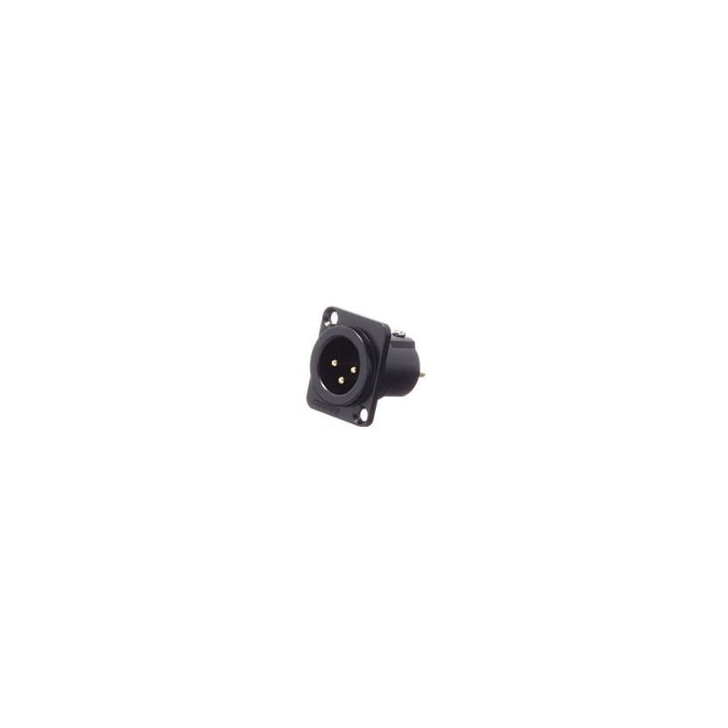 1 pcs : AC3MMDZB-AU - XLR Connectors 3 Pole XLR Male Chassis Mount D Type Stamped Gold Plated Contacts Black Finish