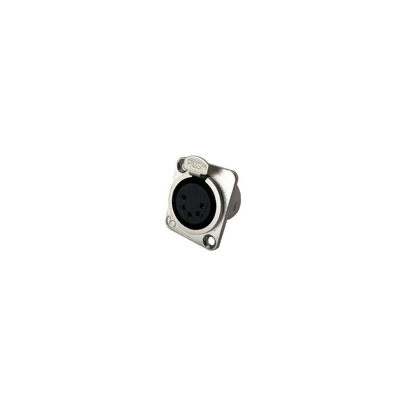 1 pcs : IO-XLR5-F-JL - XLR Connectors 5-Pin XLR, Female, Receptacle, Nickel Housing, Solder Cups, Silver Contacts