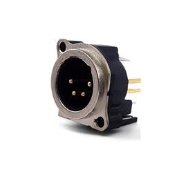 1 pcs : IO-XLR4-M-BV - XLR Connectors 4-Pin XLR Chassis Conn, Male, Vertical, PCB Mount, Ground Pin, Metal Face Plate