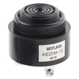 1 pcs - Moflash AE20M Series Panel Mount Buzzer, 12 V, 95dB at 1 m, IP55, DC, 2-Tone