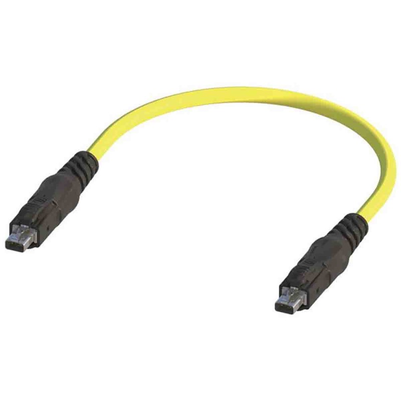 1 pcs - HARTING Cat6a Male SPE to Male SPE Ethernet Cable, STP, Yellow PUR Sheath, 0.5m, Flame Retardant