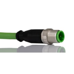 1 pcs - Turck Cat5e Straight Male M12 to Male RJ45 Ethernet Cable, Green PUR Sheath, 50m