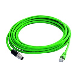 1 pcs - Telegartner Cat6a Straight Male M12 to Straight Male RJ45 Ethernet Cable, Green PUR Sheath, 7.5m