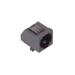 1 pcs : GDLX-N-66-50 - Modular Connectors / Ethernet Connectors 6P6C R/A PCB BLACK LOPRO NON-SHIELD 50u