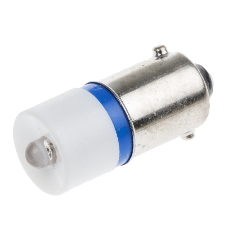 1 pcs - RS PRO Blue LED Indicator Lamp, 6V ac/dc, BA9s Base, 10mm Diameter, 490mcd