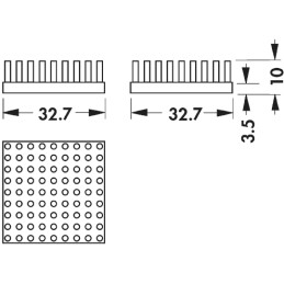 1 pcs - Heatsink, Universal Square Alu, 5.4K/W, 32.7 x 32.7 x 10mm, Adhesive Foil, Conductive Foil