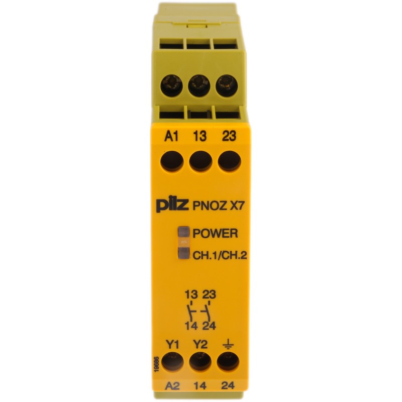 1 pcs - Pilz Single-Channel Safety Switch/Interlock Safety Relay, 230V ac, 2 Safety Contacts