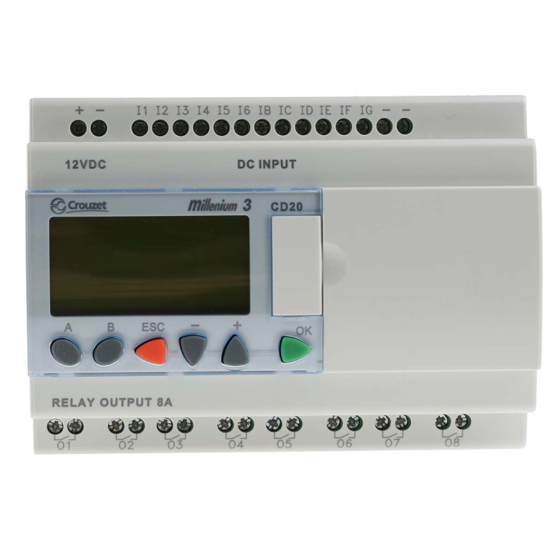 1 pcs - Crouzet Millenium 3 Series Logic Module, 12 V dc Supply, Relay Output, 12-Input, Analogue, Digital Input