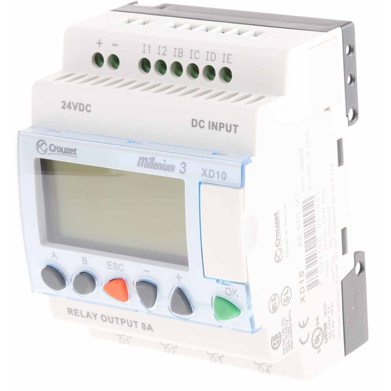 1 pcs - Crouzet Millenium 3 Series Logic Module, 24 V dc Supply, Relay Output, 6-Input, Analogue, Digital Input