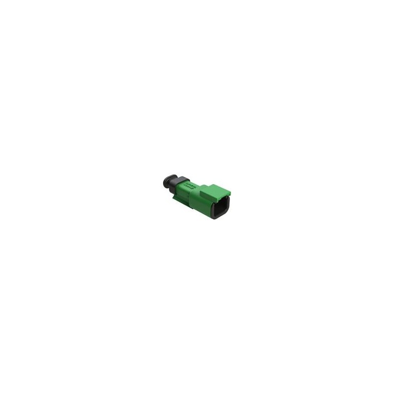 1 pcs : ATM04-2P-SR01GN - Automotive Connectors 2 Position, Receptacle, Pin, Strain Relief End Cap, Green Body