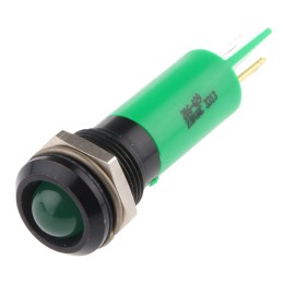 1 pcs - RS PRO Green Panel Mount Indicator, 230V ac, 12mm Mounting Hole Size, IP67