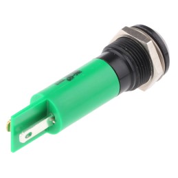 1 pcs - RS PRO Green Panel Mount Indicator, 230V ac, 12mm Mounting Hole Size, IP67