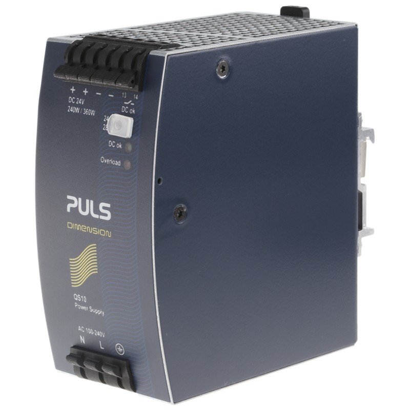 1 pcs - PULS DIMENSION Q Switch Mode DIN Rail Power Supply, 100 - 240V ac ac, dc Input, 24V dc dc Output, 10A Output,