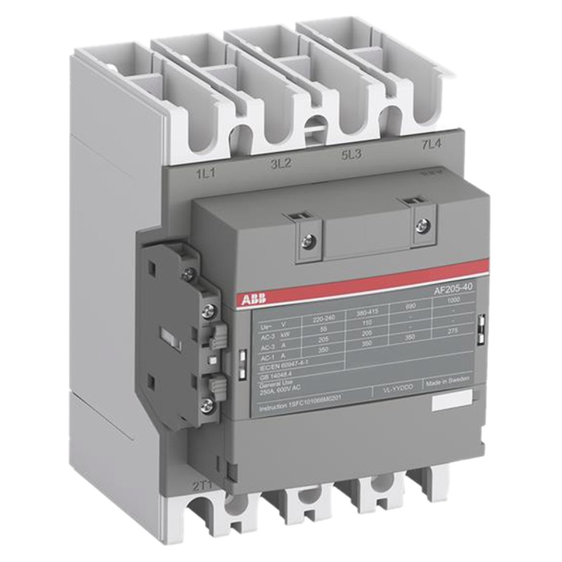 1 pcs - ABB AF Series Contactor, 230 V ac Coil, 4-Pole, 275 A, 90 kW, 4NO, 1 kV