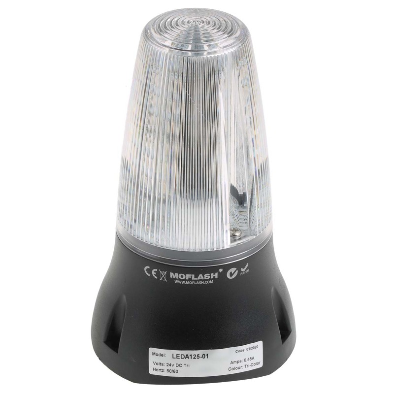 1 pcs - Moflash LEDA125 Series Clear Sounder Beacon, 24 V dc, IP65, Surface Mount, 90dB at 1 Metre