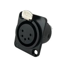 1 pcs : IO-XLR5-F-BK-JL - XLR Connectors 5-Pin XLR, Female, Receptacle, Black Metal Housing, Solder Cups, Silver Contacts