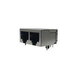 1 pcs : A00-216-262-450 - Modular Connectors / Ethernet Connectors 2 PORT RT ANGLE SHIELD GOLD FLASH