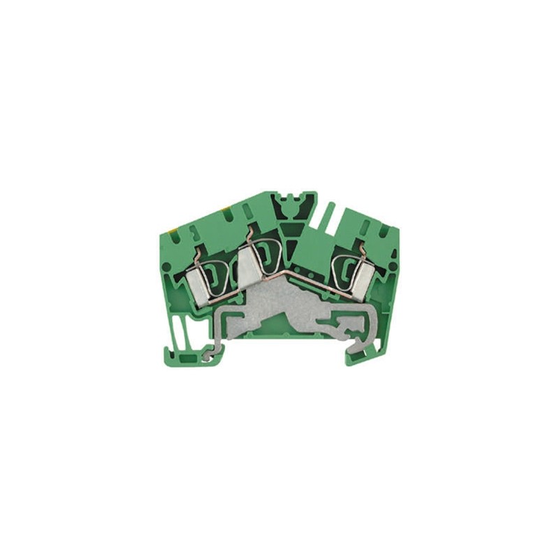 1 Box of 5 - Weidmuller ZPE Series Green/Yellow Earth Terminal Block, 2.5mm², Single-Level, Clamp Termination
