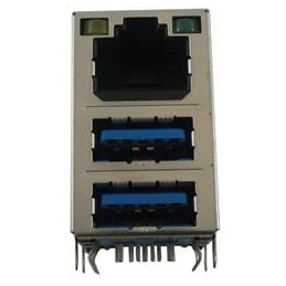 1 pcs : RJMG231022830ER - Modular Connectors / Ethernet Connectors R/A,DipType, USB 2.0 RJ45+OverDual