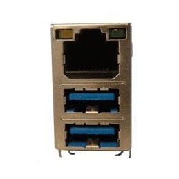 1 pcs : RJMG2310228A0ER - Modular Connectors / Ethernet Connectors R/A,DipType, USB 2.0 RJ45+OverDual