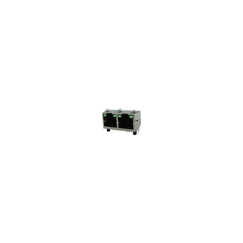 1 pcs : RJE392881410 - Modular Connectors / Ethernet Connectors RA Two Port With Shield with LED