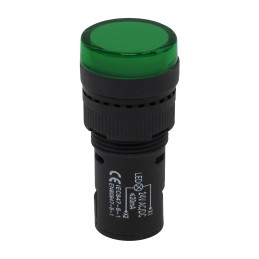 1 pcs - RS PRO, Panel Mount Green LED Pilot Light, 16mm Cutout, IP40, 24V ac/dc