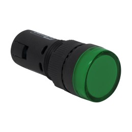 1 pcs - RS PRO, Panel Mount Green LED Pilot Light, 16mm Cutout, IP40, 24V ac/dc