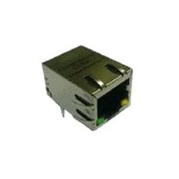 1 pcs : RJMG1BD3B8K1ANR - Modular Connectors / Ethernet Connectors R/A,DipType, w/ LED TabDwn,10/100 baseT