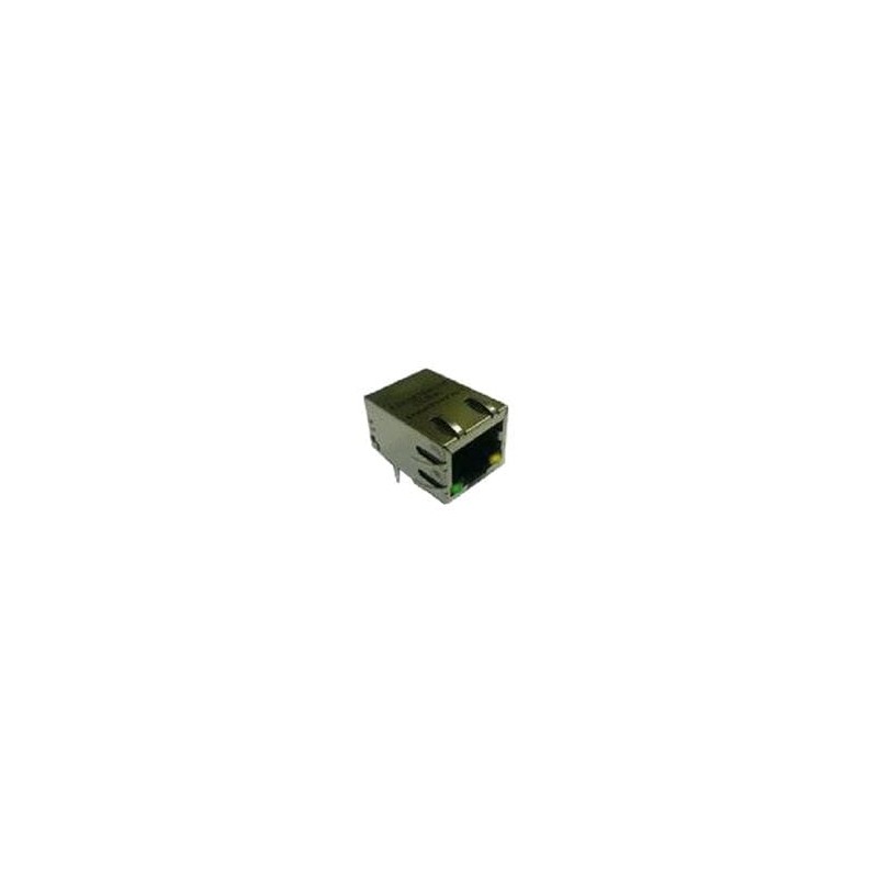 1 pcs : RJMG1BD3B8K1ANR - Modular Connectors / Ethernet Connectors R/A,DipType, w/ LED TabDwn,10/100 baseT
