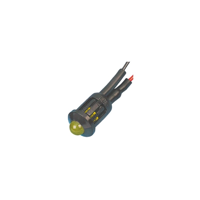 1 pcs - RS PRO Yellow Panel Mount Indicator, 6V dc, 8mm Mounting Hole Size, Lead Wires Termination