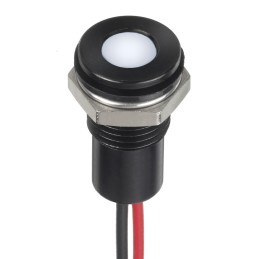 1 pcs - RS PRO White Panel Mount Indicator, 24V dc, 8mm Mounting Hole Size, Lead Wires Termination, IP67