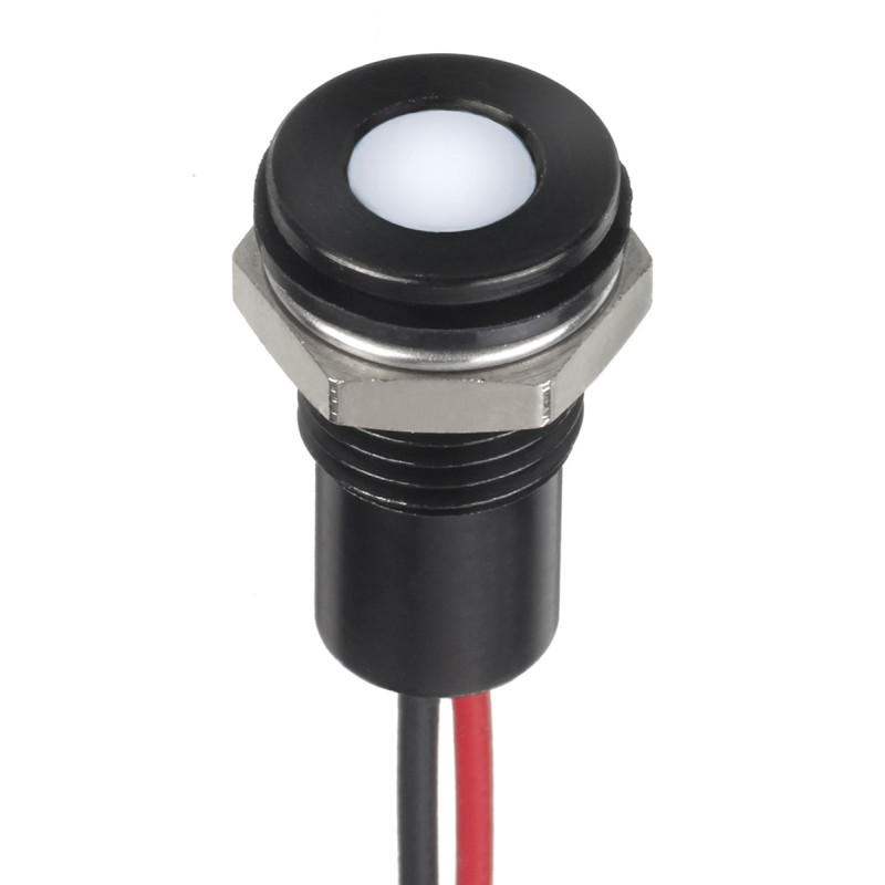 1 pcs - RS PRO White Panel Mount Indicator, 24V dc, 8mm Mounting Hole Size, Lead Wires Termination, IP67
