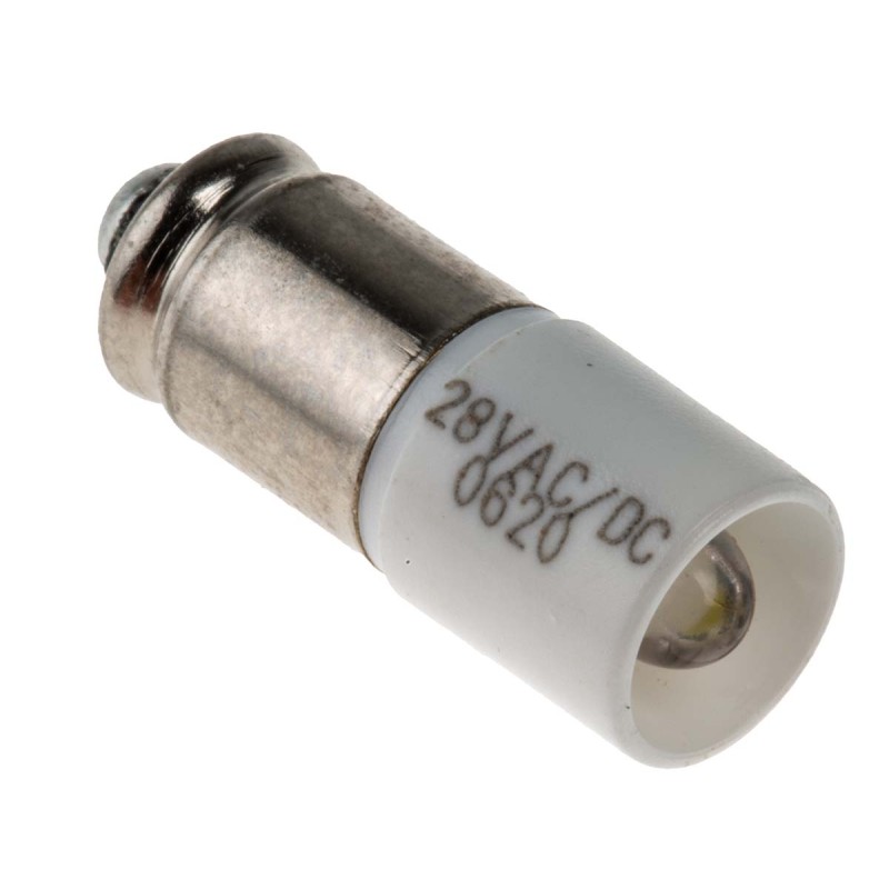 1 pcs - RS PRO White LED Indicator Lamp, 28V ac/dc, Midget Groove Base, 6mm Diameter, 2070mcd