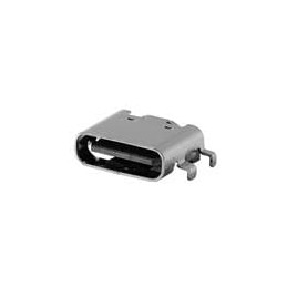 1 pcs : UJC-HP-L-G-5-MSMT-TR - USB Connectors Type C 20 Vdc 3 A Horizontal Gold Flash Mid Mount SMT Power-Only USB