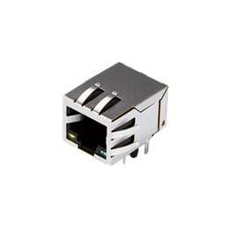 1 pcs : CRJ010-ML3-TH - Modular Connectors / Ethernet Connectors RJ jack, 1 port, 8P8C, 30u, shielded, spring tabs, Y/G LED, mag
