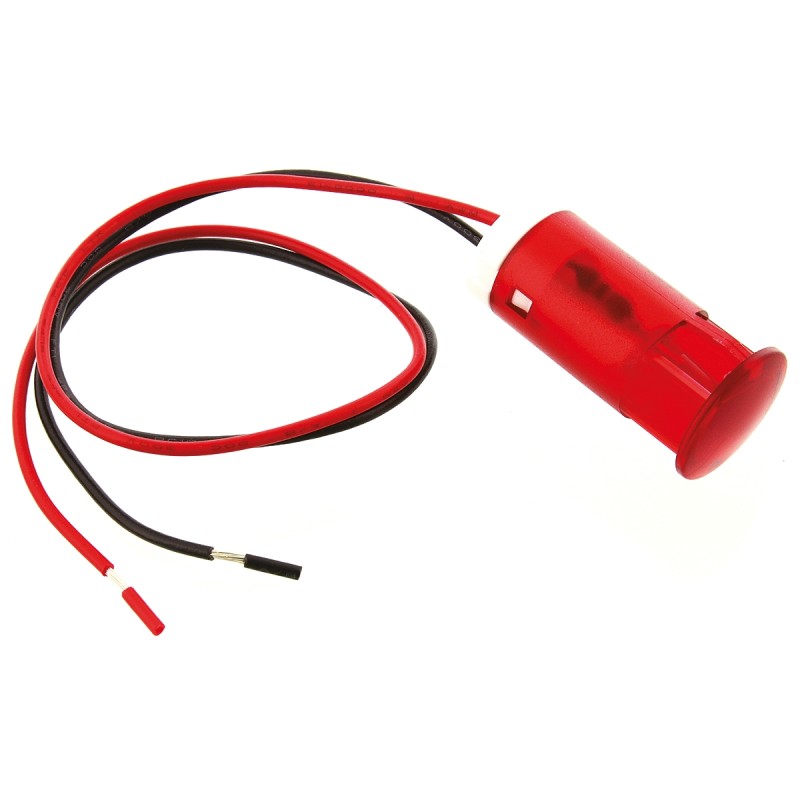 1 pcs - Apem Red Panel Mount Indicator, 220V ac, 12mm Mounting Hole Size, Lead Wires Termination